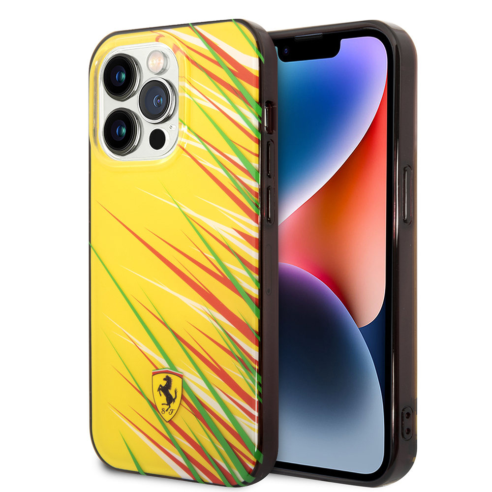 Apple iPhone 14 Pro Max Uyumlu Kılıf Ferrari Orjinal Lisanslı Baskı Logolu Çimen Desenli Kapak