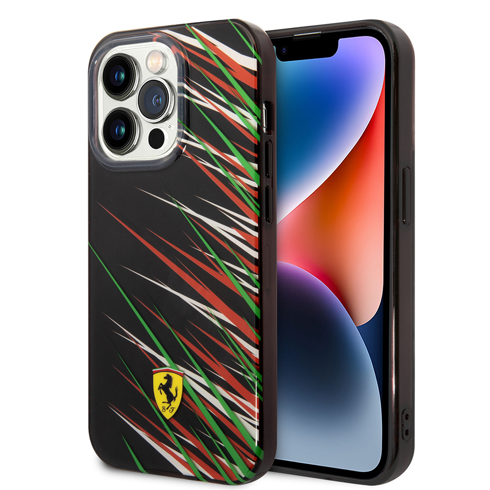 Apple iPhone 14 Pro Max Uyumlu Kılıf Ferrari Orjinal Lisanslı Baskı Logolu Çimen Desenli Kapak