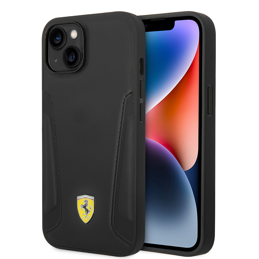 Apple iPhone 14 Plus Uyumlu Kılıf Ferrari Orjinal Lisanslı M-safe Şarj Özellikli Deri Kenarları Damgalı Dizayn Kapak