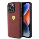 Apple iPhone 15 Pro Max Uyumlu Kılıf Ferrari Orjinal Lisanslı Deri Dikişli Arka Yüzey Metal Logo Tasarımlı Kapak