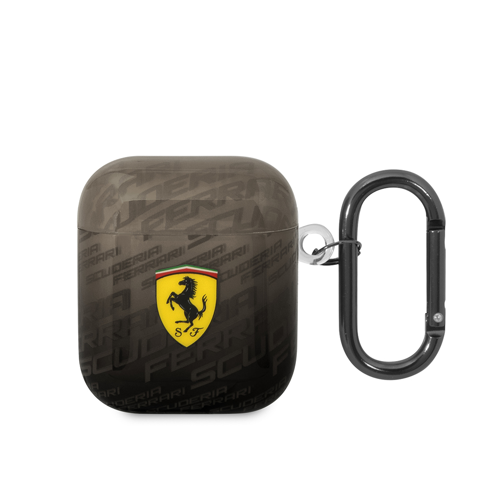 [RNZ-TA113140] Apple Airpods Uyumlu Kılıf Ferrari Orjinal Lisanslı IML Baskılı Klasik Logolu SF Desenli TPU Kılıf (Siyah)