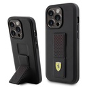 Apple iPhone 14 Pro Uyumlu Kılıf Ferrari Orjinal Lisanlı Klasik Metal Logolu Delikli Standlı Deri Kapak
