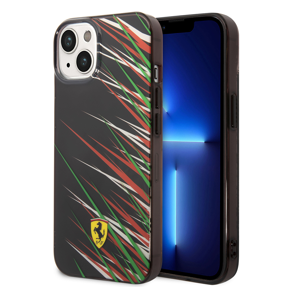 Apple iPhone 14 Uyumlu Kılıf Ferrari Orjinal Lisanslı Baskı Logolu Çimen Desenli Kapak