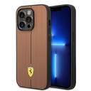 Apple iPhone 14 Pro Max Uyumlu Kılıf Ferrari Orjinal Lisanslı Deri Arka Yüzey Metal Logolu Şerit Tasarımlı Kapak