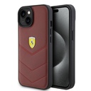 Apple iPhone 15 Uyumlu Kılıf Ferrari Orjinal Lisanslı Deri Dikişli Arka Yüzey Metal Logo Tasarımlı Kapak