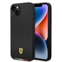 Apple iPhone 14 Plus Uyumlu Kılıf Ferrari Orjinal Lisanslı M-safe Şarj Özellikli Karbon İtalyan Bayrak Dizayn Kapak