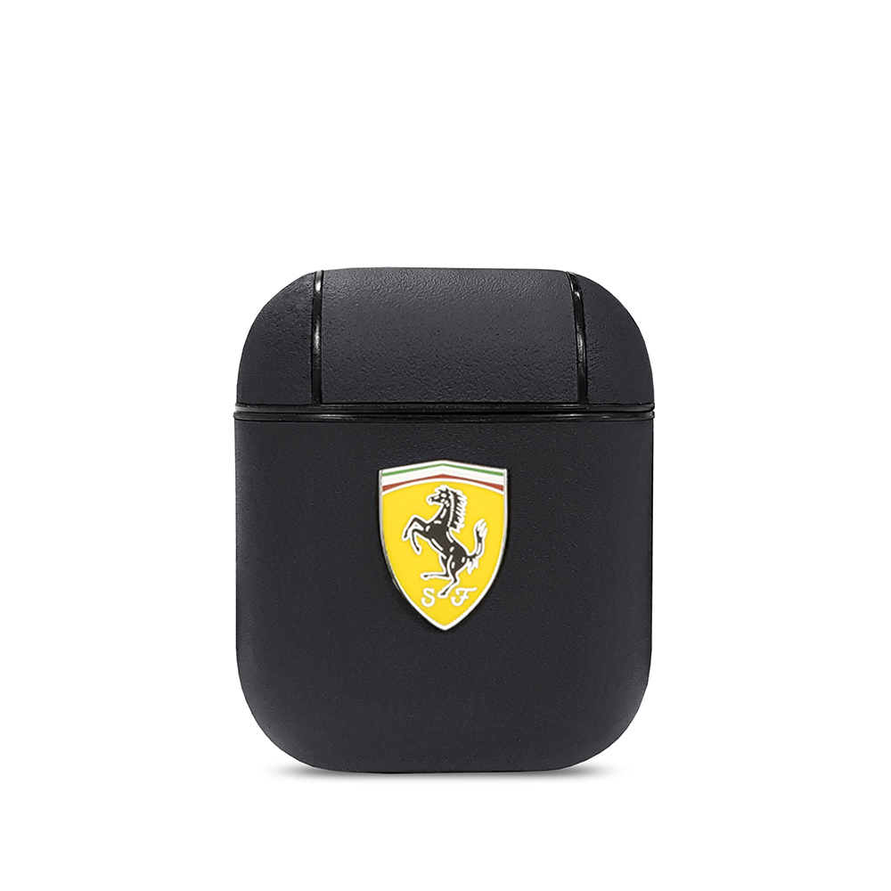 [RNZ-TA113199] Apple Airpods Uyumlu Kılıf Ferrari Orjinal Lisanslı PU Deri Metal Logolu SF Arka Yüzey Yazılı Kapak