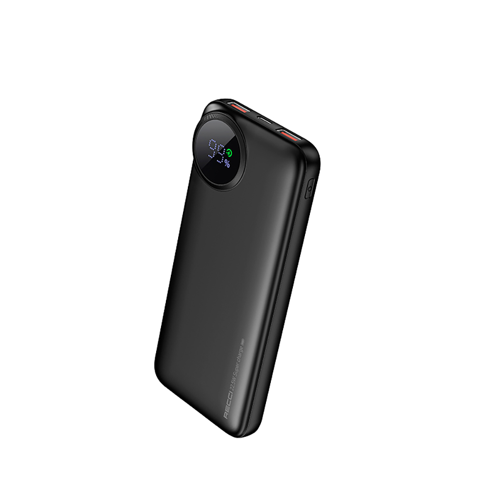 [RNZ-TA114701] Recci RPB-P48 PD 20W Dijital LED Göstergeli Hızlı Şarj Özellikli Taşınabilir Powerbank 22.5W 10000mAh (Siyah)