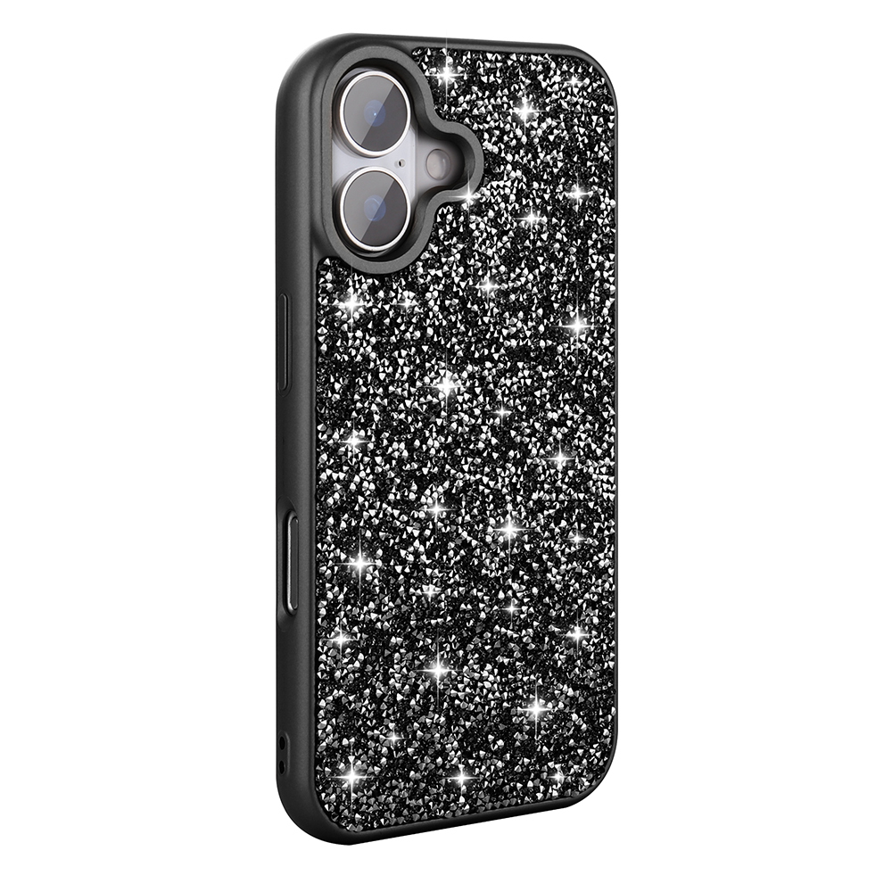 [RNZ-TA115619] Apple iPhone 16 Plus Uyumlu Kılıf Parlak Taşlı Tasarım Zore Pırlanta Kapak (Siyah)
