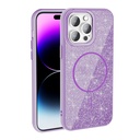 Apple iPhone 14 Pro Max Uyumlu Kılıf M-safe Şarj Özellikli Parlayan Simli Zore Okso Kapak