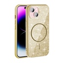 Apple iPhone 15 Uyumlu Kılıf M-safe Şarj Özellikli Parlayan Simli Zore Okso Kapak