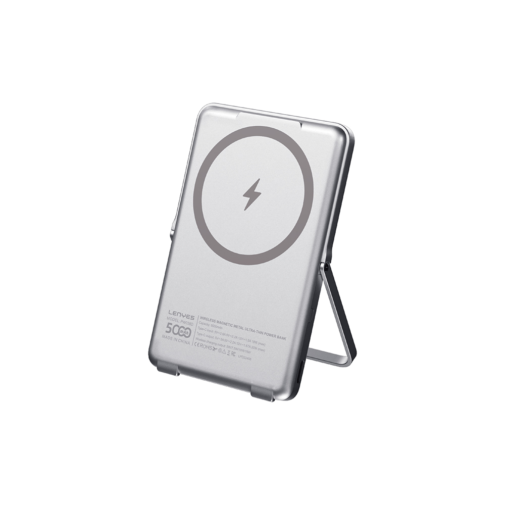 Lenyes PW038D 20W Ultra İnce Standlı Wireless Powerbank 15W 5000mAh
