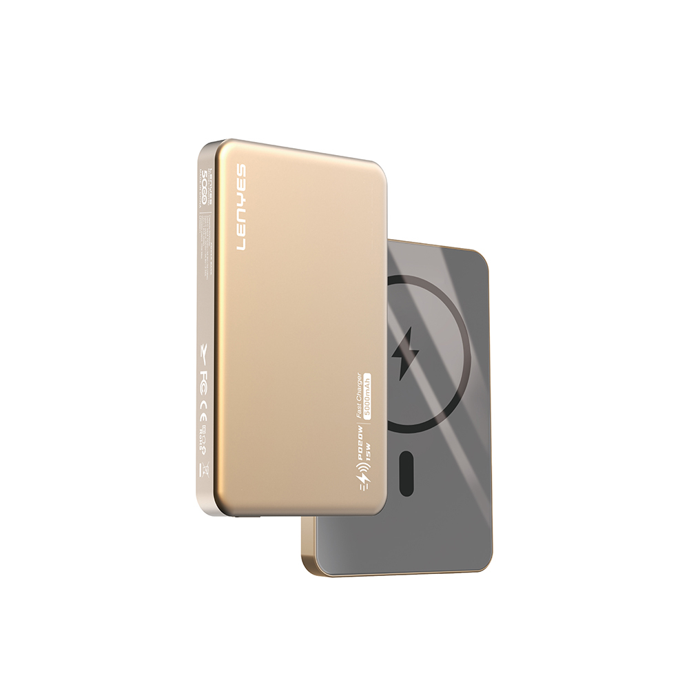 [RNZ-TA114146] Lenyes PW019D PD 20W Ultra İnce Hızlı Şarj Özellikli Wireless Powerbank 15W 5000mAh (Gold)