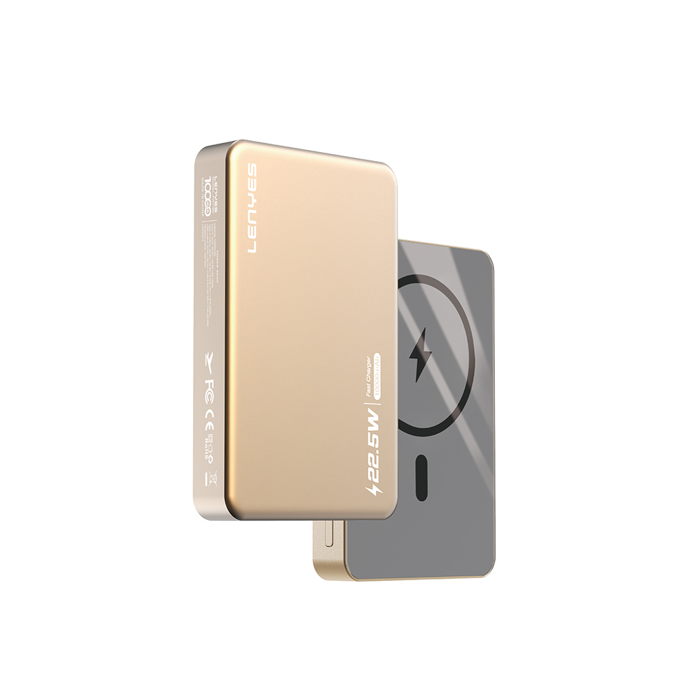[RNZ-TA114147] Lenyes PW119D PD 20W Ultra İnce Hızlı Şarj Özellikli Wireless Powerbank 15W 10.000mAh (Gold)