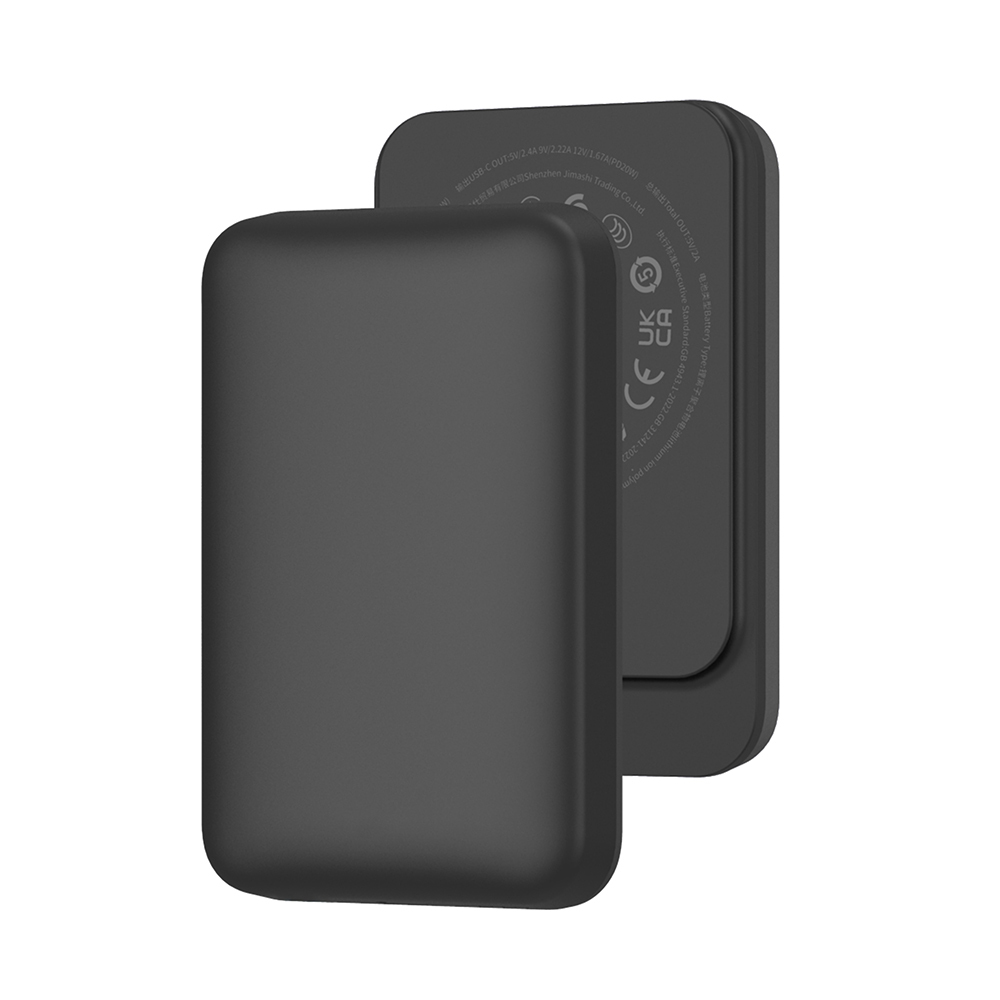 [RNZ-TA113851] Wiwu Wi-P037 Qi Şarj Teknolojili LED Işık Göstergeli M-safe Kablosuz Powerbank 5000mAh 15W (Siyah)