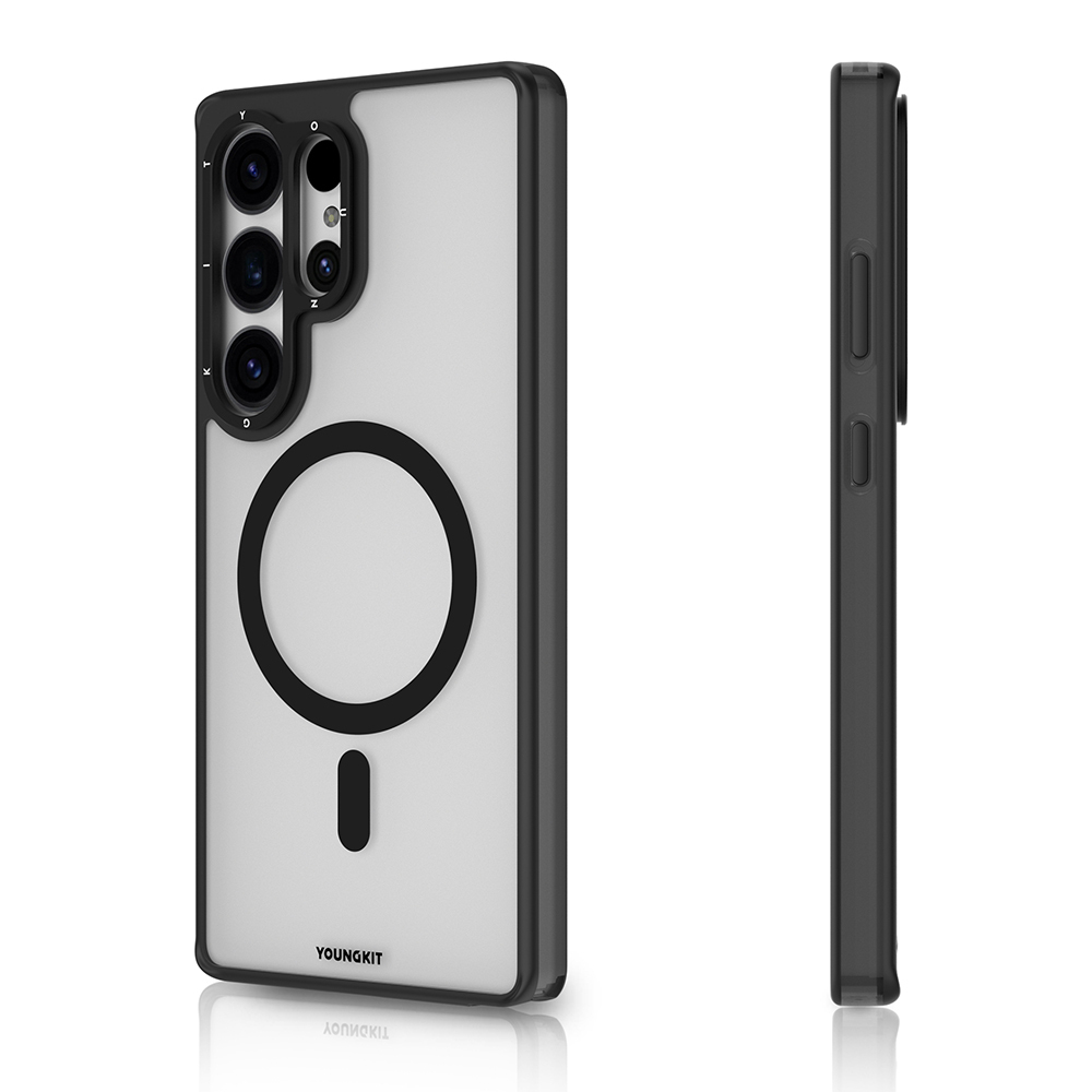 Samsung Galaxy S25 Ultra Uyumlu Kılıf M-safe Şarj Özellikli Cam Arka Yüzey TPU Youngkit Gemstone Serisi Kapak