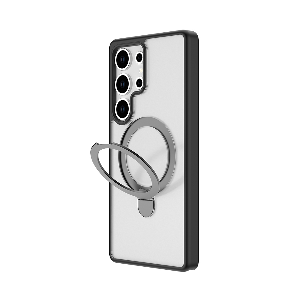 [RNZ-TA115433] Samsung Galaxy S25 Ultra Uyumlu Kılıf M-safe Şarj Özellikli Raptic Air Stand Serisi Buzlu Transparan Tasarımlı Standlı Kapak