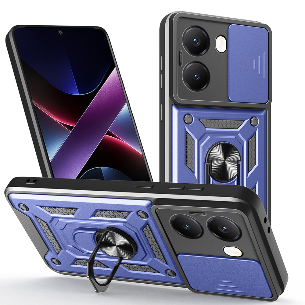 Xiaomi Poco X7 Pro Uyumlu Kılıf Magnetik Standlı Kamera Korumalı Zore Sürgülü Vega Kapak