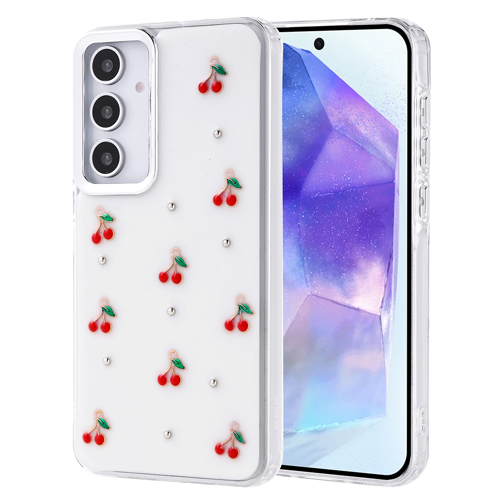 [RNZ-TA116494] Samsung Galaxy A35 Uyumlu Kılıf Airbag Tasarımlı Simli Şeffaf Zore Kutup Kapak (Kiraz)
