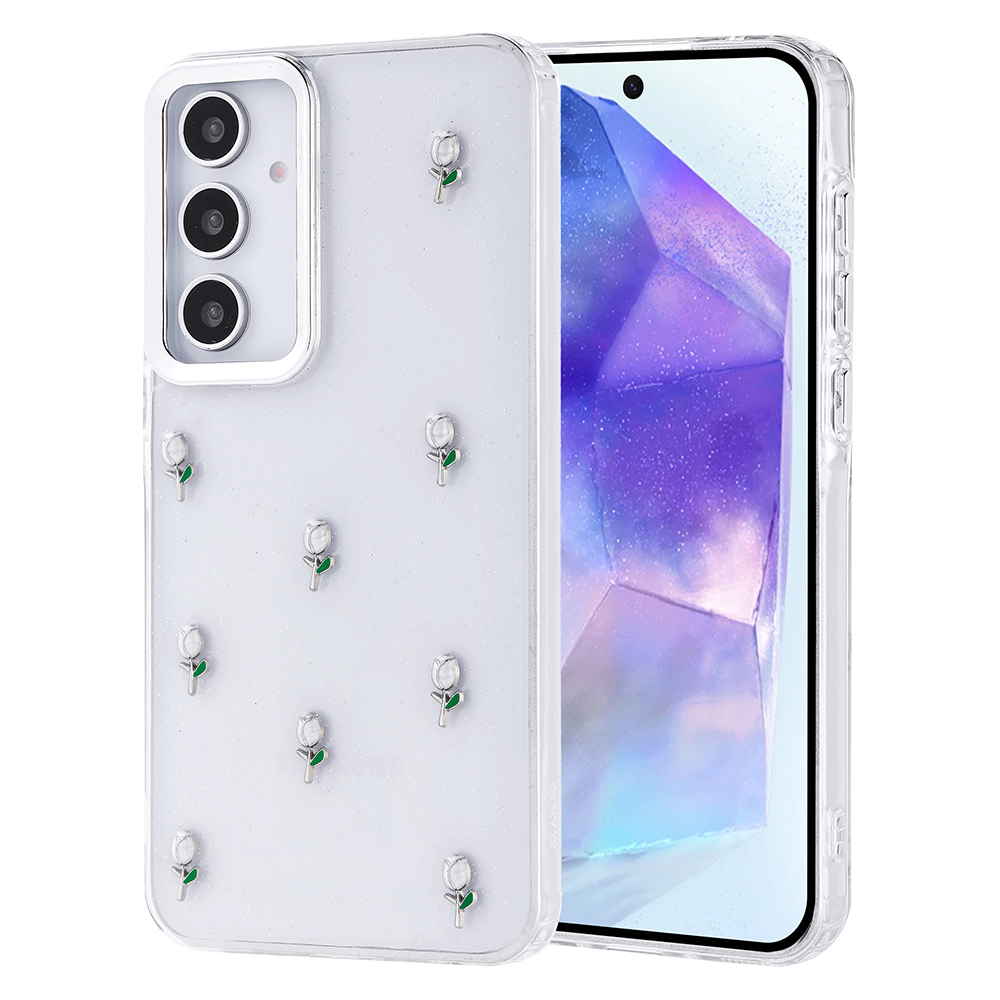 Samsung Galaxy A35 Uyumlu Kılıf Airbag Tasarımlı Simli Şeffaf Zore Kutup Kapak