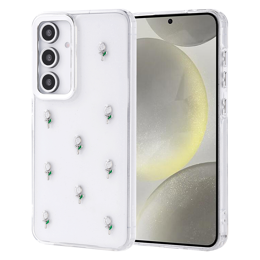 Samsung Galaxy S24 FE Uyumlu Kılıf Airbag Tasarımlı Simli Şeffaf Zore Kutup Kapak