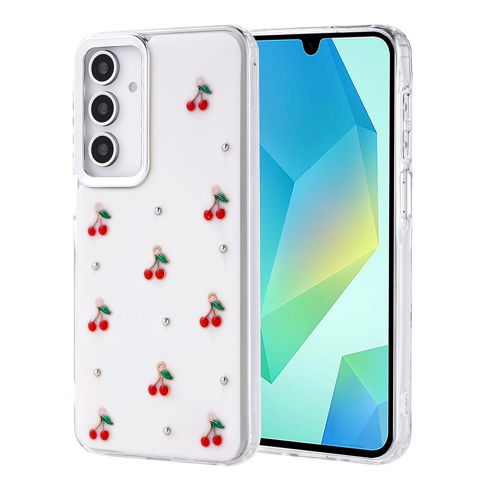 [RNZ-TA116479] Samsung Galaxy A16 Uyumlu Kılıf Airbag Tasarımlı Simli Şeffaf Zore Kutup Kapak (Kiraz)