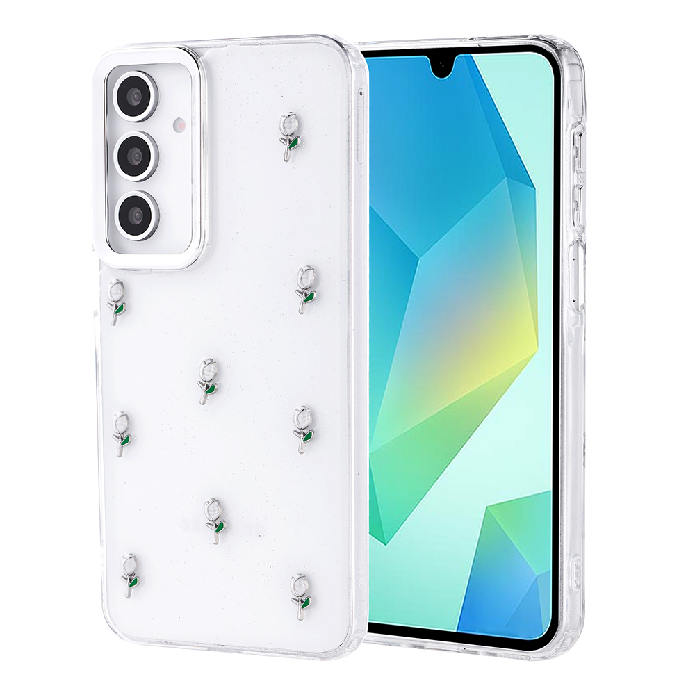 Samsung Galaxy A16 Uyumlu Kılıf Airbag Tasarımlı Simli Şeffaf Zore Kutup Kapak