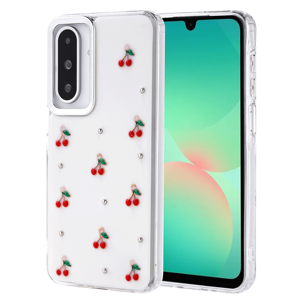 [RNZ-TA116482] Samsung Galaxy A26 Uyumlu Kılıf Airbag Tasarımlı Simli Şeffaf Zore Kutup Kapak (Kiraz)