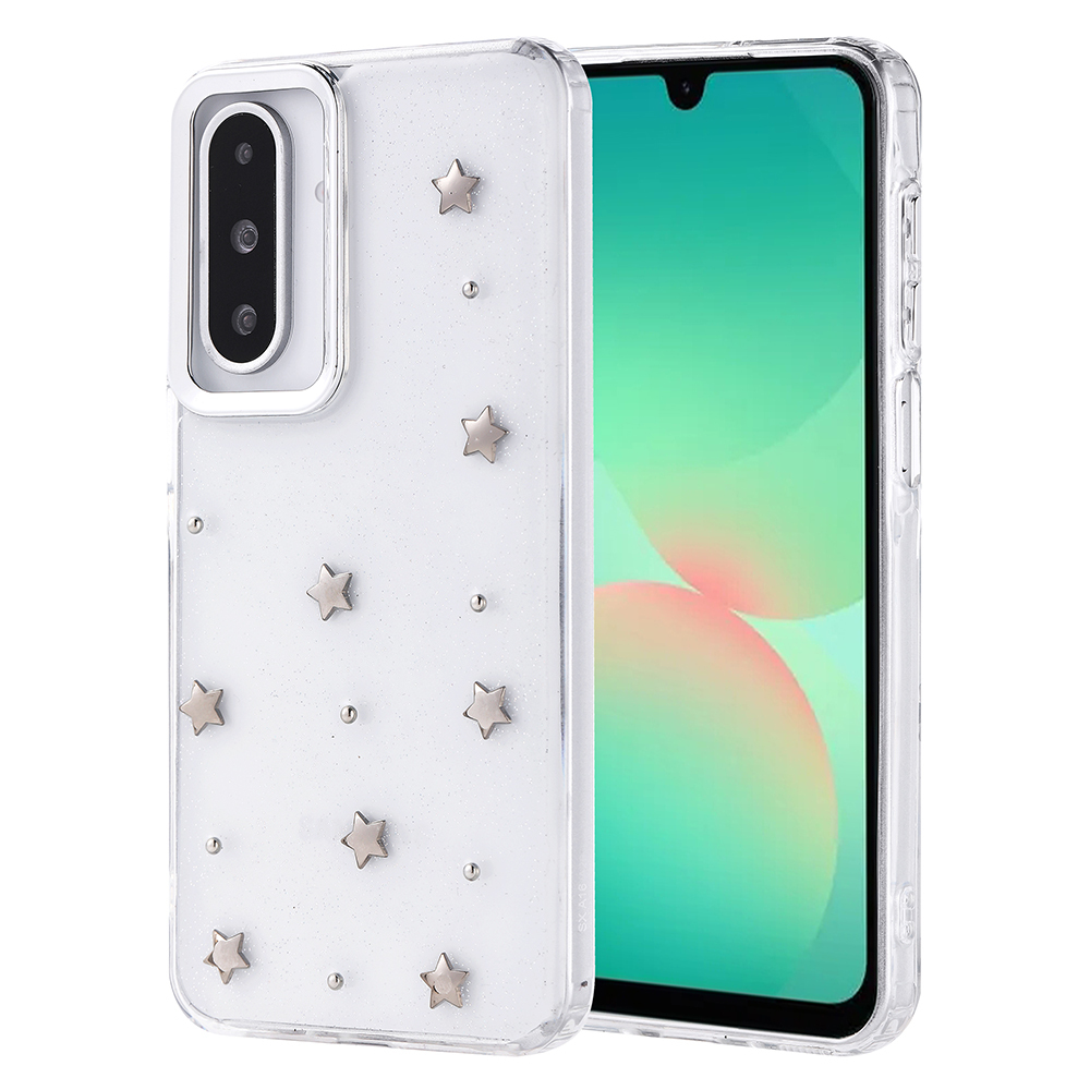 Samsung Galaxy A26 Uyumlu Kılıf Airbag Tasarımlı Simli Şeffaf Zore Kutup Kapak