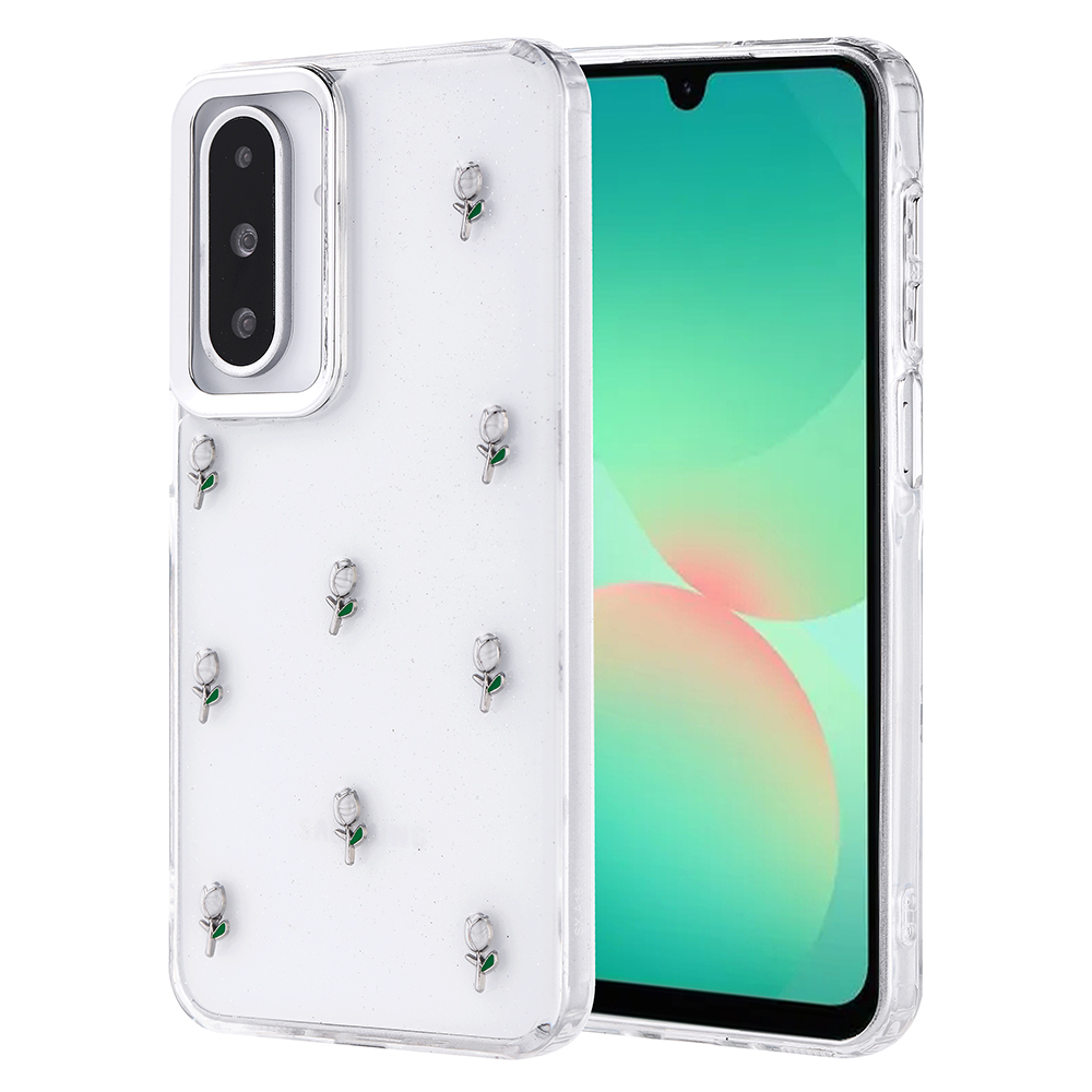 Samsung Galaxy A26 Uyumlu Kılıf Airbag Tasarımlı Simli Şeffaf Zore Kutup Kapak