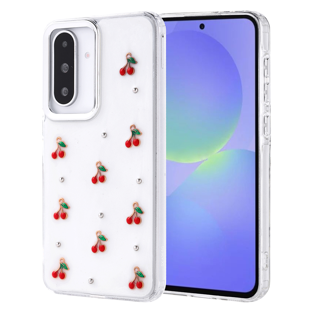 [RNZ-TA116486] Samsung Galaxy A36 Uyumlu Kılıf Airbag Tasarımlı Simli Şeffaf Zore Kutup Kapak (Kiraz)
