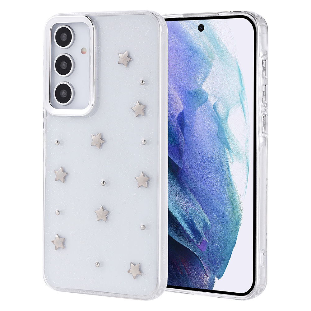 Samsung Galaxy A55 Uyumlu Kılıf Airbag Tasarımlı Simli Şeffaf Zore Kutup Kapak