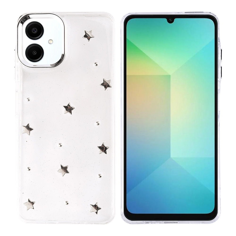 Samsung Galaxy A06 Uyumlu Kılıf Airbag Tasarımlı Simli Şeffaf Zore Kutup Kapak