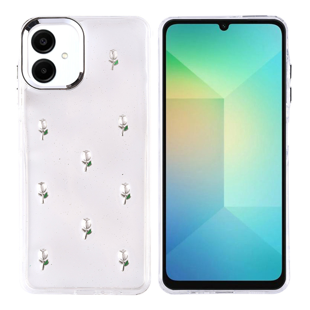 Samsung Galaxy A06 Uyumlu Kılıf Airbag Tasarımlı Simli Şeffaf Zore Kutup Kapak