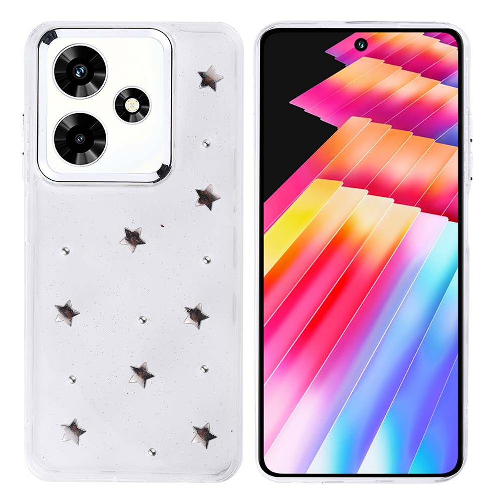 Infinix Hot 30 Uyumlu Kılıf Airbag Tasarımlı Simli Şeffaf Zore Kutup Kapak