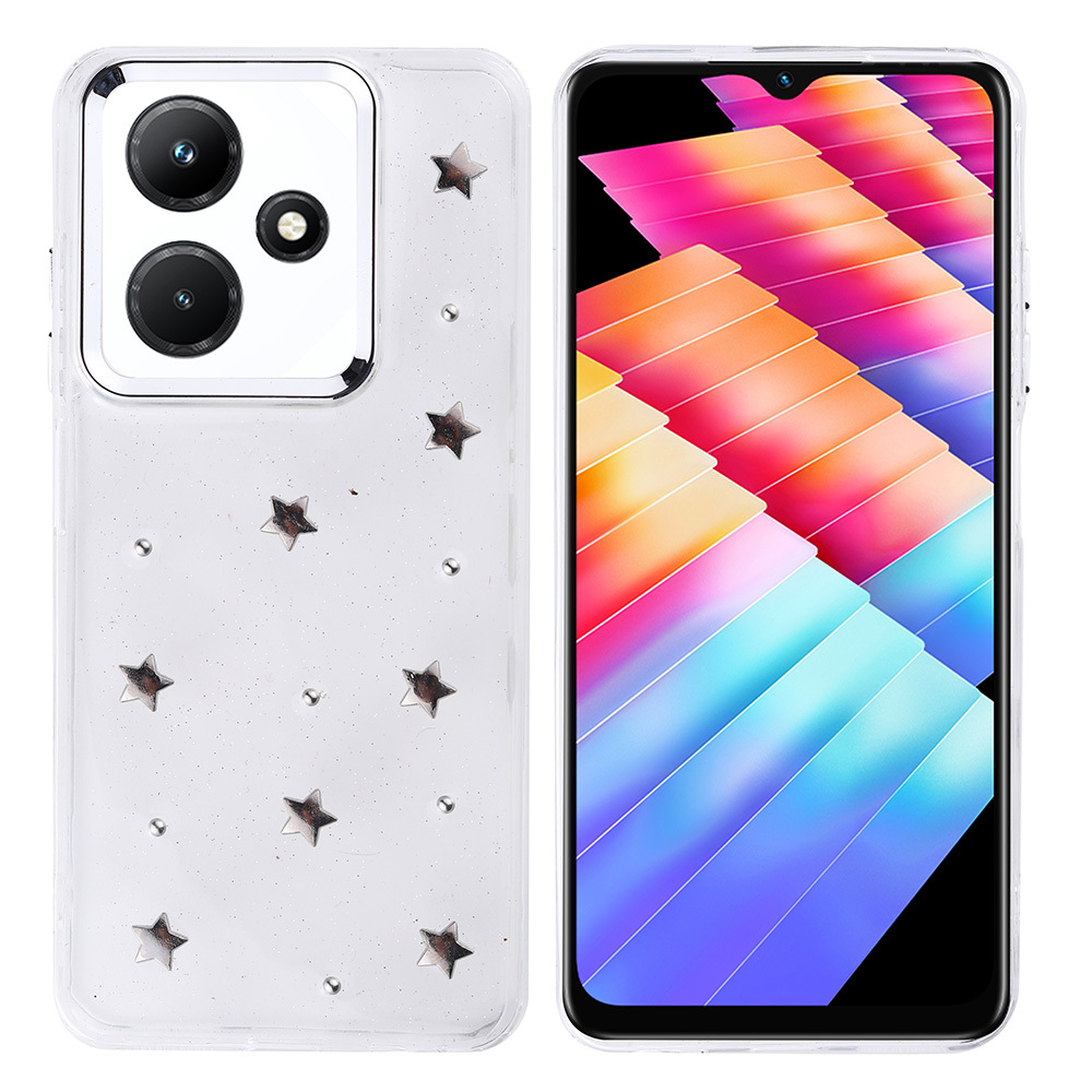 Infinix Hot 30i Uyumlu Kılıf Airbag Tasarımlı Simli Şeffaf Zore Kutup Kapak
