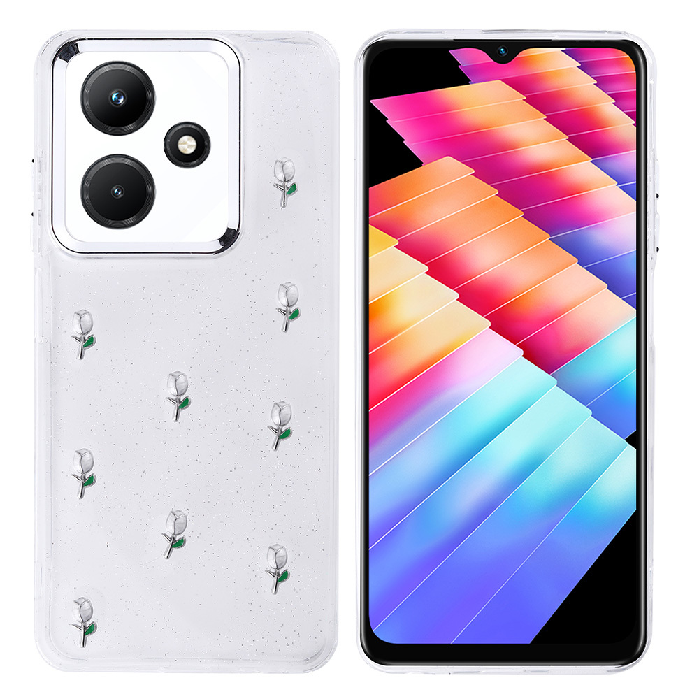 Infinix Hot 30i Uyumlu Kılıf Airbag Tasarımlı Simli Şeffaf Zore Kutup Kapak