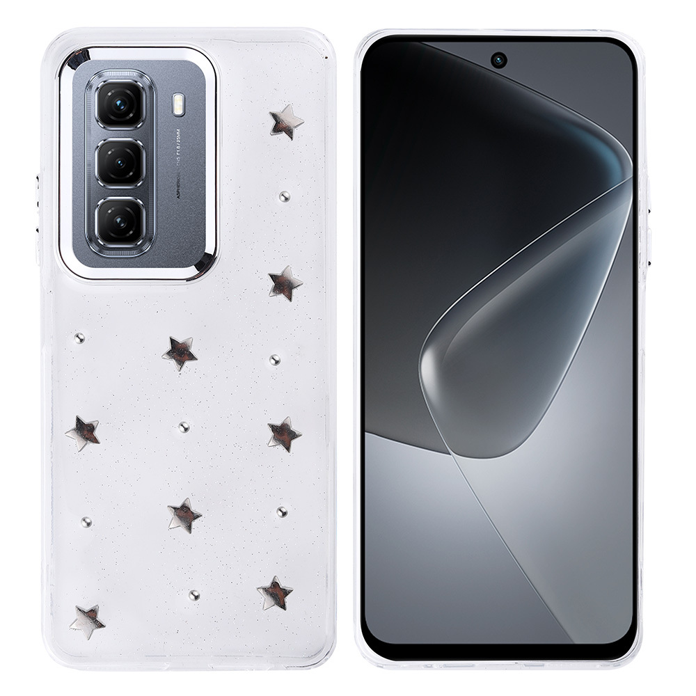Infinix Hot 50 4G Uyumlu Kılıf Airbag Tasarımlı Simli Şeffaf Zore Kutup Kapak