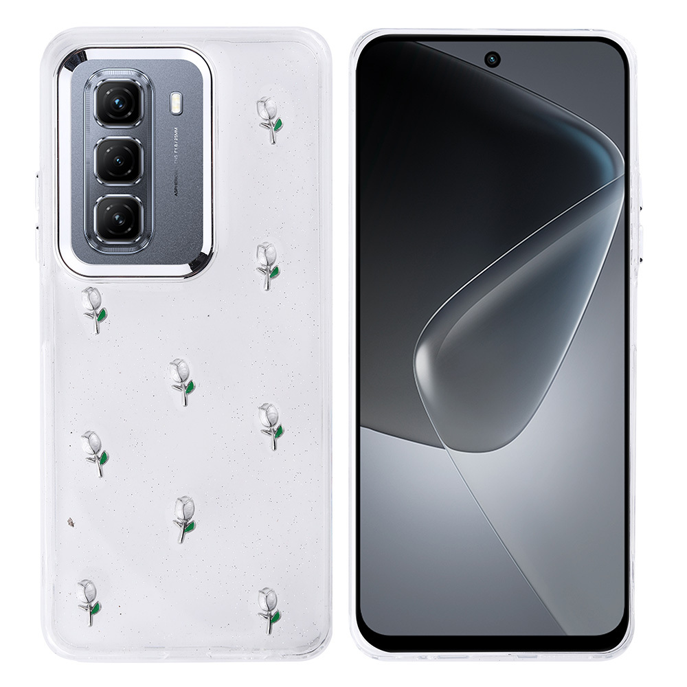 Infinix Hot 50 4G Uyumlu Kılıf Airbag Tasarımlı Simli Şeffaf Zore Kutup Kapak