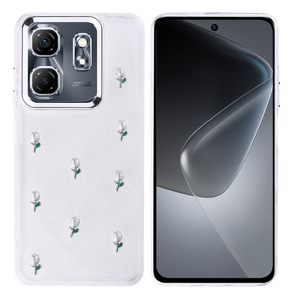 Infinix Hot 50i Uyumlu Kılıf Airbag Tasarımlı Simli Şeffaf Zore Kutup Kapak