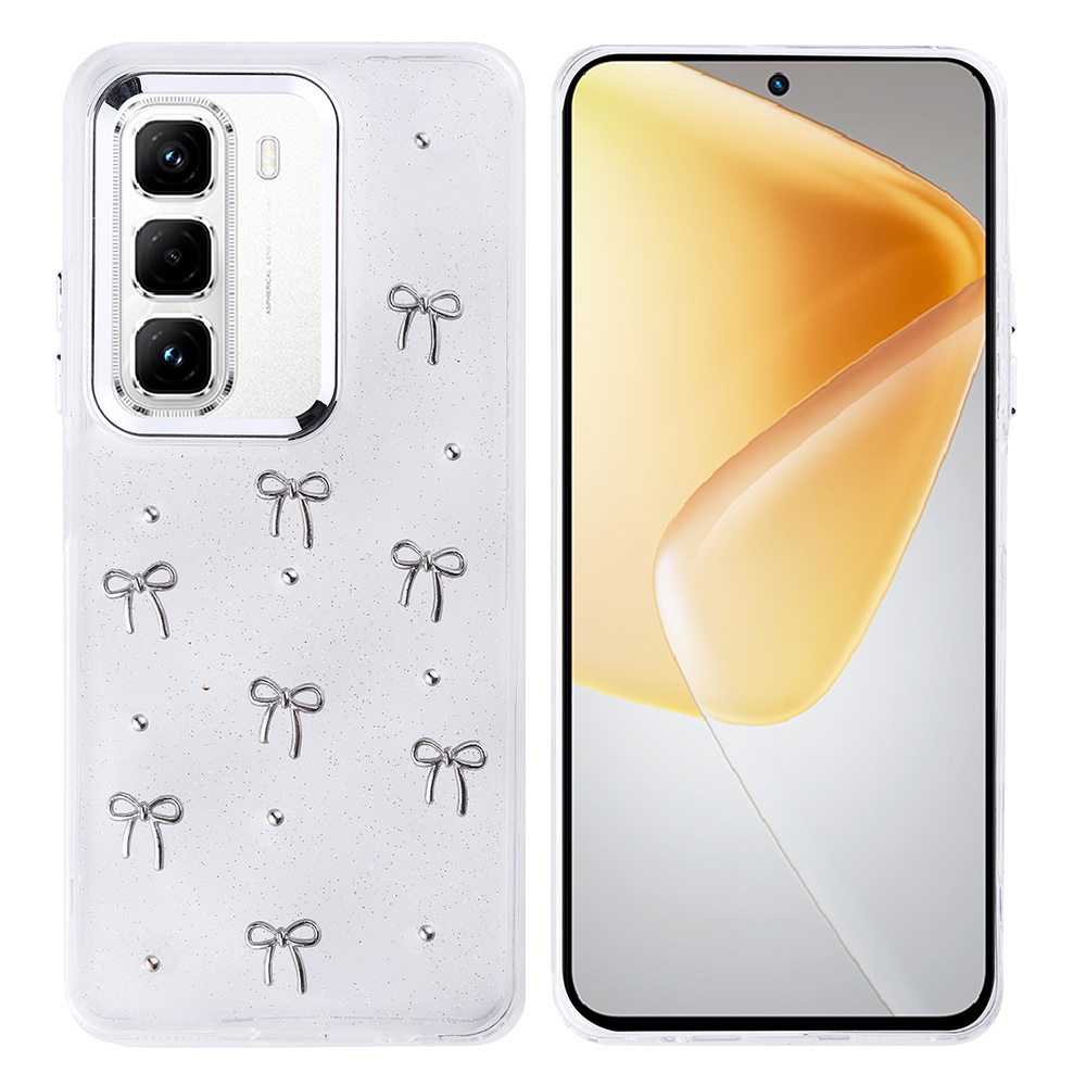 Infinix Hot 50 Pro 4G Uyumlu Kılıf Airbag Tasarımlı Simli Şeffaf Zore Kutup Kapak