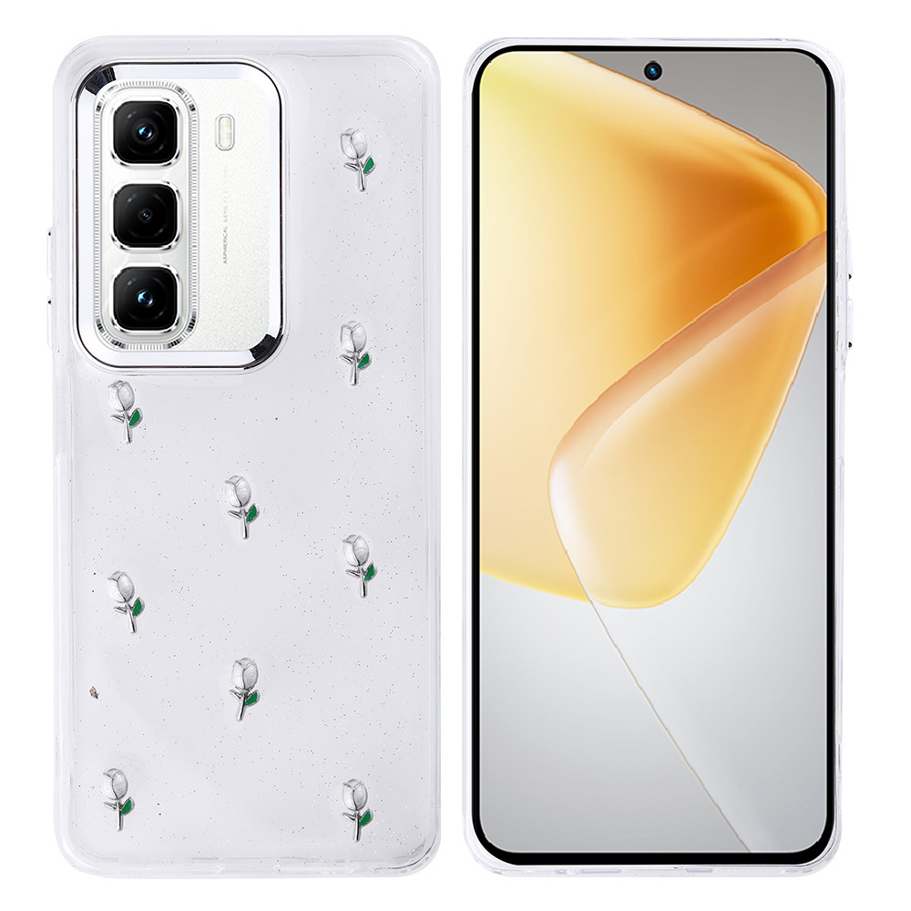 Infinix Hot 50 Pro 4G Uyumlu Kılıf Airbag Tasarımlı Simli Şeffaf Zore Kutup Kapak