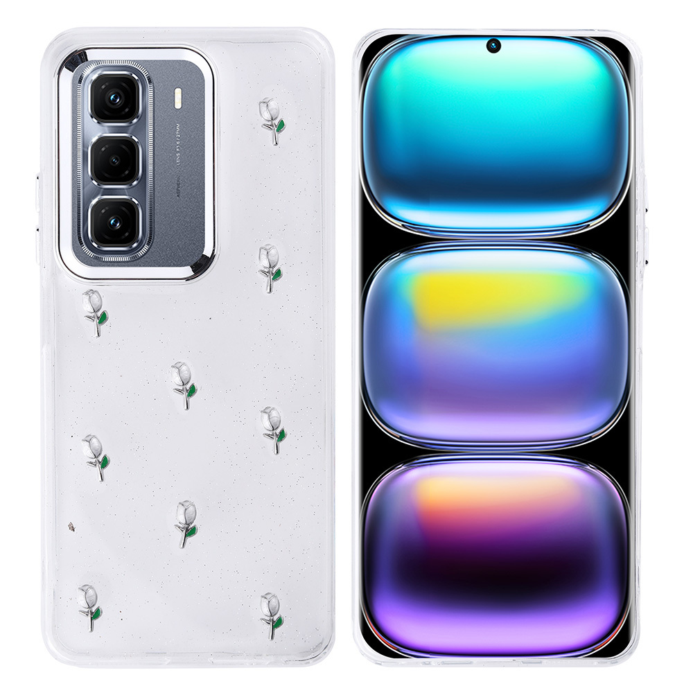 Infinix Hot 50 Pro Plus 4G Uyumlu Kılıf Airbag Tasarımlı Simli Şeffaf Zore Kutup Kapak