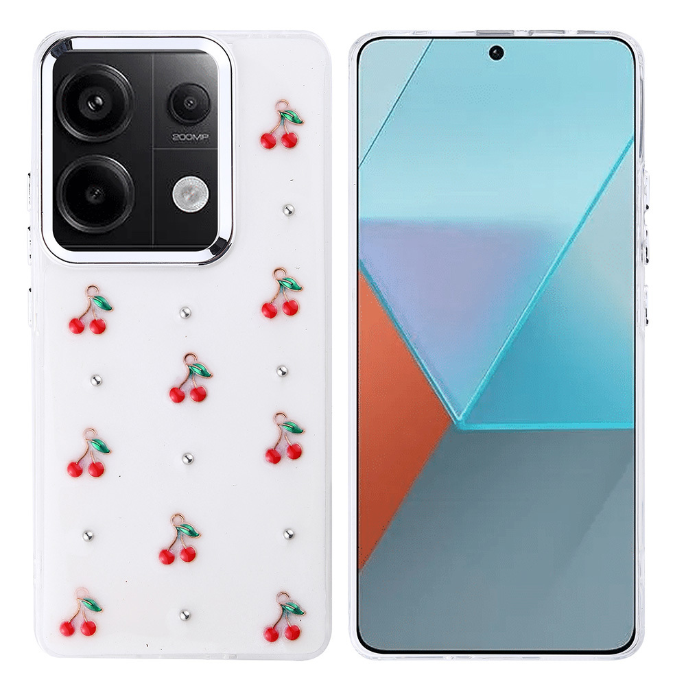 [RNZ-TA116463] Xiaomi Redmi Note 13 Pro 4G Uyumlu Kılıf Airbag Tasarımlı Simli Şeffaf Zore Kutup Kapak (Kiraz)