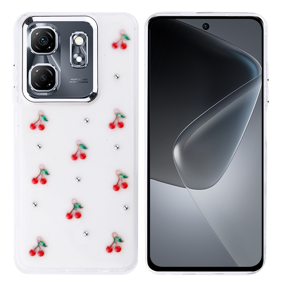 [RNZ-TA116451] Infinix Smart 9 Uyumlu Kılıf Airbag Tasarımlı Simli Şeffaf Zore Kutup Kapak (Kiraz)