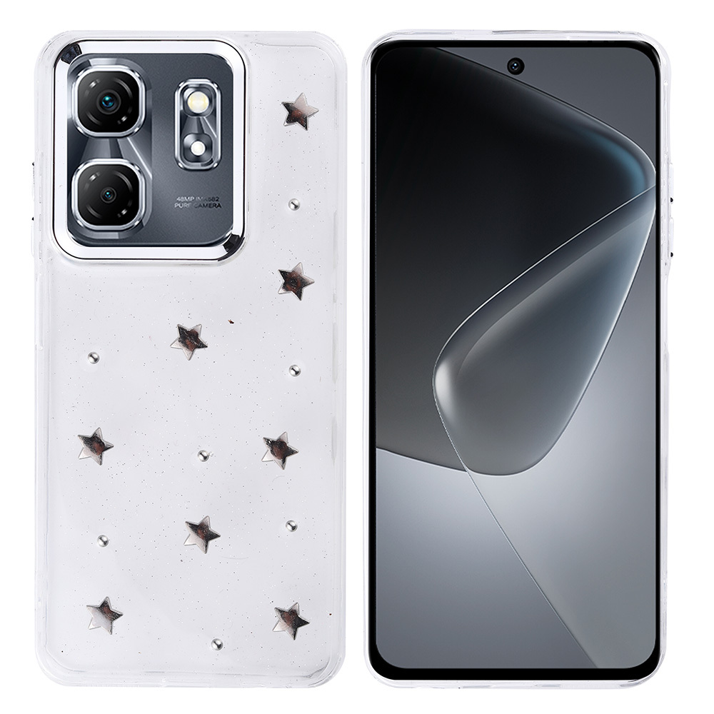 Infinix Smart 9 Uyumlu Kılıf Airbag Tasarımlı Simli Şeffaf Zore Kutup Kapak