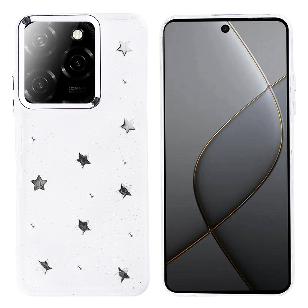Infinix Hot 40 Uyumlu Kılıf Airbag Tasarımlı Simli Şeffaf Zore Kutup Kapak