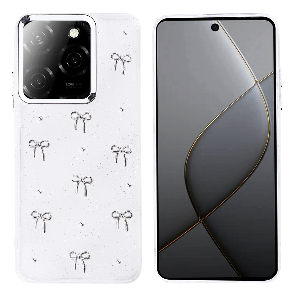 Infinix Hot 40 Uyumlu Kılıf Airbag Tasarımlı Simli Şeffaf Zore Kutup Kapak