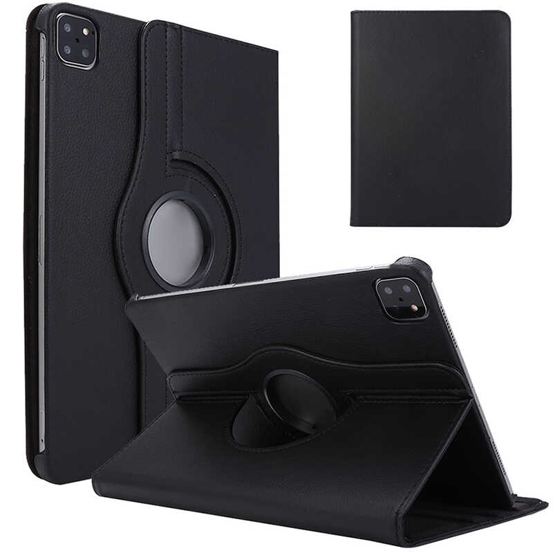 [RNZ-TA117011] Apple iPad Air 11 2025 M3 Uyumlu Zore Dönebilen Standlı Kılıf (Siyah)