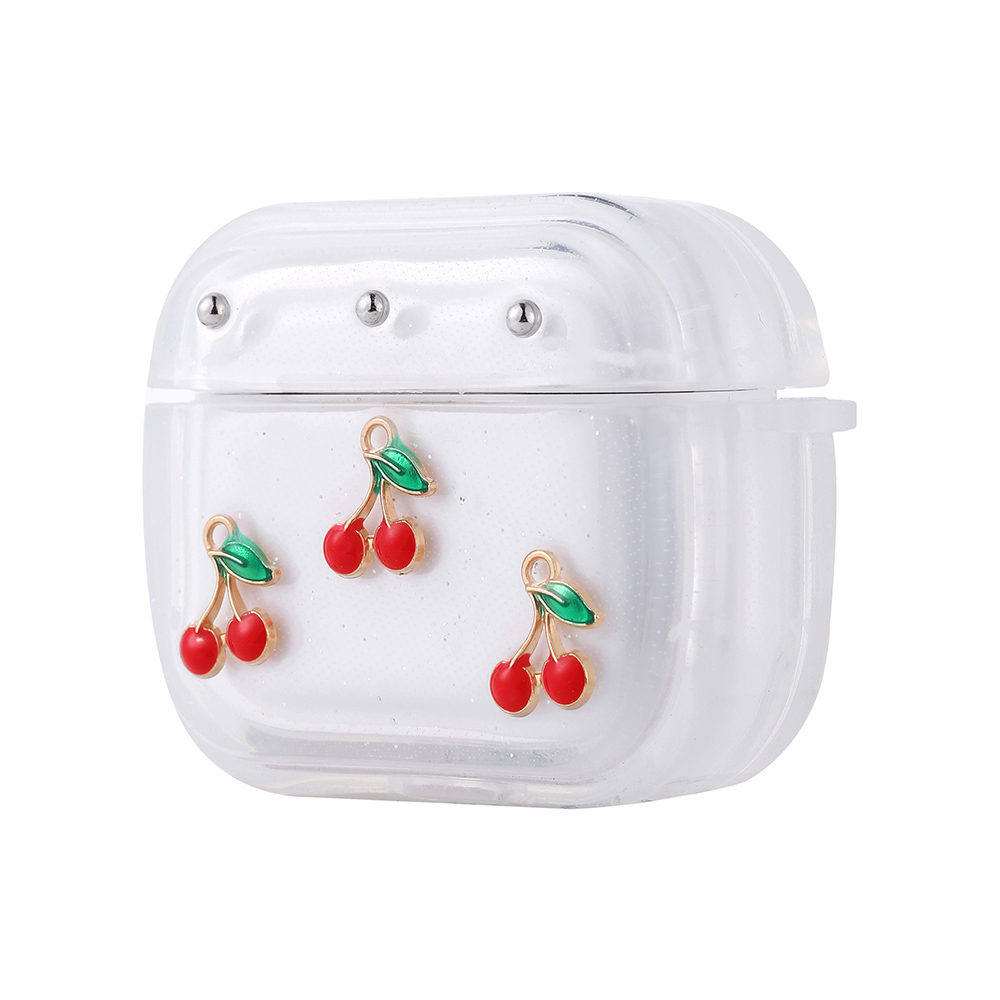 [RNZ-TA117451] Apple Airpods 3. Nesil Uyumlu Zore Airbag 44 Airbag Tasarımlı Simli Şeffaf Kutup Kılıf (Kiraz)